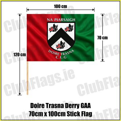 Doire Trasna Derry GAA 70cm x 100cm Stick Flag - ClubFlags.ie