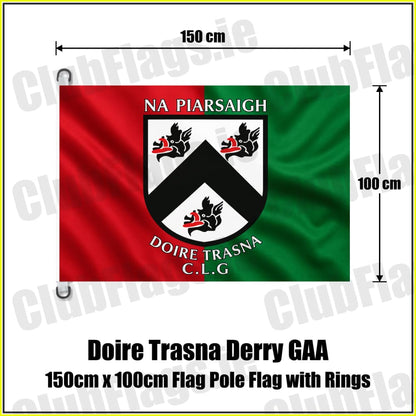 Doire Trasna Derry GAA 150cm x 100cm Flag Pole Flag with Rings - ClubFlags.ie