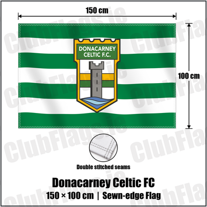 Donacarney Celtic FC 100cm x 150cm Flag (sewn on the edges) with the club crest and colours, Meath Football - ClubFlags.ie
