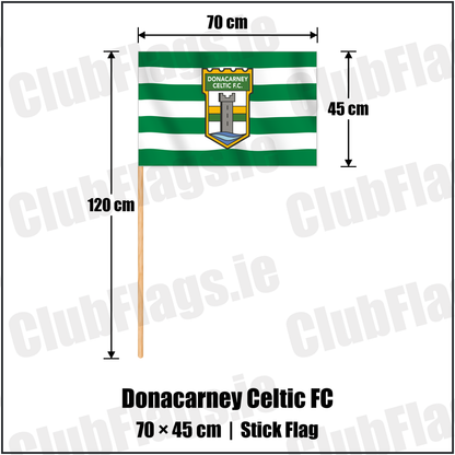 Donacarney Celtic FC 45cm x 70cm Stick Flag with the club crest and colours, Meath Football - ClubFlags.ie