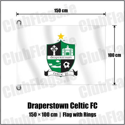 Draperstown Celtic FC 150cm x 100cm Flag Pole Flag with Rings with the club crest and colours, Derry Football - ClubFlags.ie