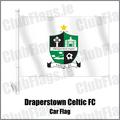 Draperstown Celtic FC Car Flag with the club crest and colours, Derry Football - ClubFlags.ie