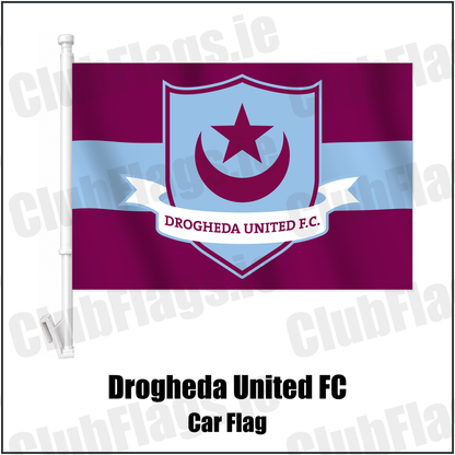 Drogheda United FC Car Flag with the club crest and colours, Louth Football - ClubFlags.ie