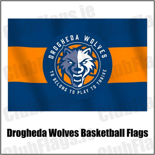 Drogheda Wolves Basketball Flags with the verified club crest and colours, Louth Basketball - ClubFlags.ie