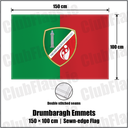 Drumbaragh Emmets 100cm x 150cm Flag (sewn on the edges) with the club crest and colours, Meath GAA - ClubFlags.ie