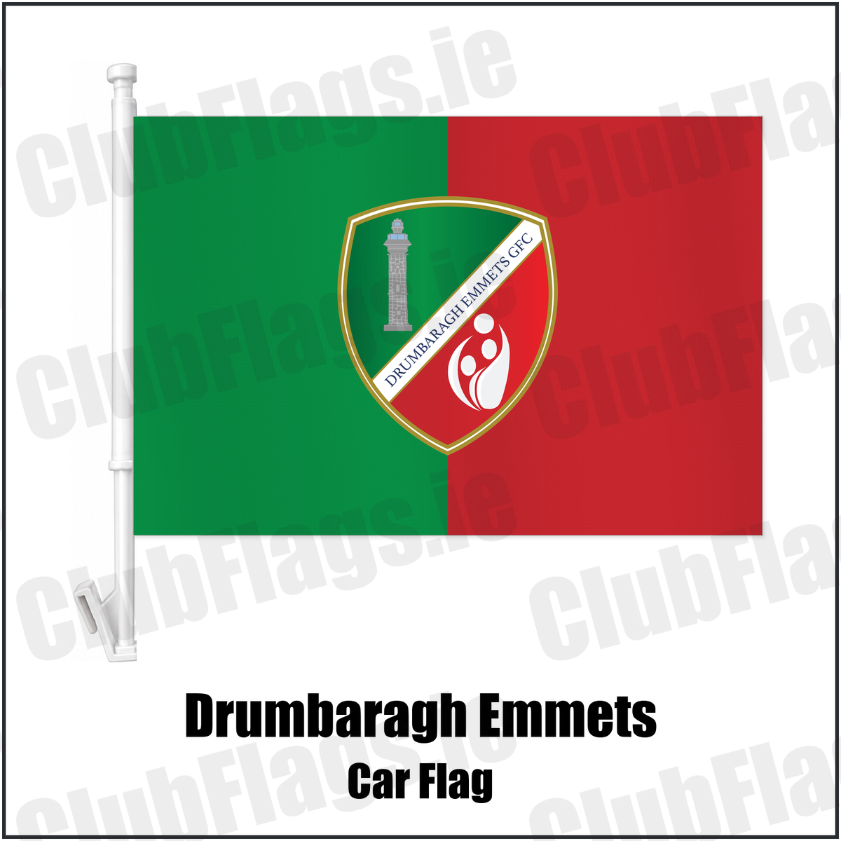 Drumbaragh Emmets Car Flag with the club crest and colours, Meath GAA - ClubFlags.ie