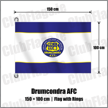 Drumcondra AFC 150cm x 100cm Flag Pole Flag with Rings with the club crest and colours, Dublin Football - ClubFlags.ie