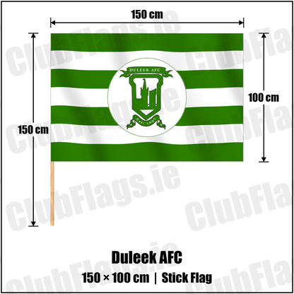 Duleek AFC 100cm x 150cm Stick Flag with the club crest and colours, Meath Football - ClubFlags.ie