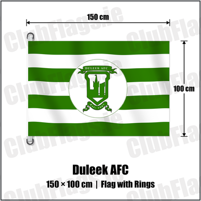 Duleek AFC 150cm x 100cm Flag Pole Flag with Rings with the club crest and colours, Meath Football - ClubFlags.ie