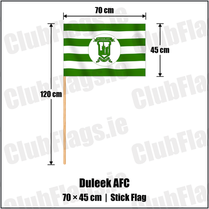 Duleek AFC 45cm x 70cm Stick Flag with the club crest and colours, Meath Football - ClubFlags.ie