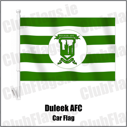 Duleek AFC Car Flag with the club crest and colours, Meath Football - ClubFlags.ie