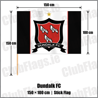 Dundalk FC 100cm x 150cm Stick Flag with the club crest and colours, Louth Football - ClubFlags.ie