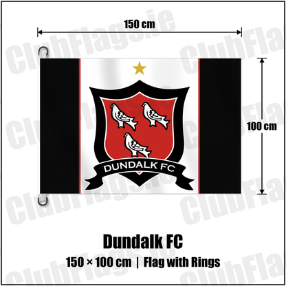 Dundalk FC 150cm x 100cm Flag Pole Flag with Rings with the club crest and colours, Louth Football - ClubFlags.ie