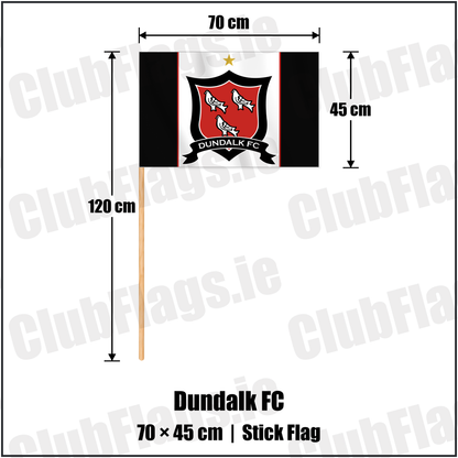 Dundalk FC 45cm x 70cm Stick Flag with the club crest and colours, Louth Football - ClubFlags.ie