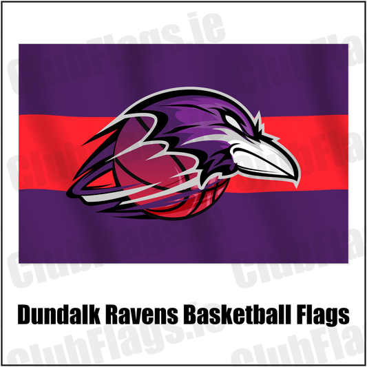 Dundalk Ravens Basketball Flags with the verified club crest and colours, Louth Basketball - ClubFlags.ie