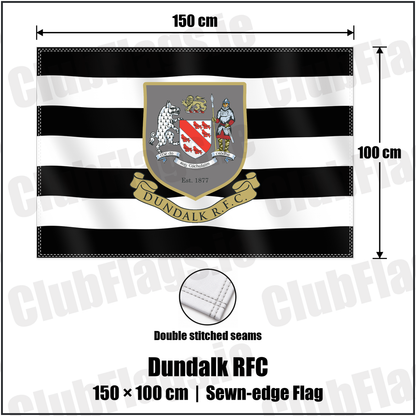 Dundalk RFC 100cm x 150cm Flag (sewn on the edges) with the club crest and colours, Louth Rugby - ClubFlags.ie