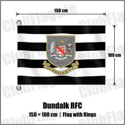 Dundalk RFC 150cm x 100cm Flag Pole Flag with Rings with the club crest and colours, Louth Rugby - ClubFlags.ie