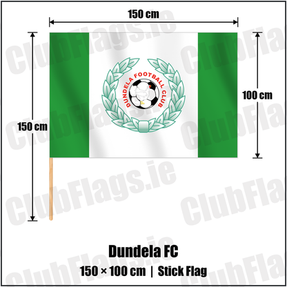 Dundela FC 100cm x 150cm Stick Flag with the club crest and colours, Down Football - ClubFlags.ie