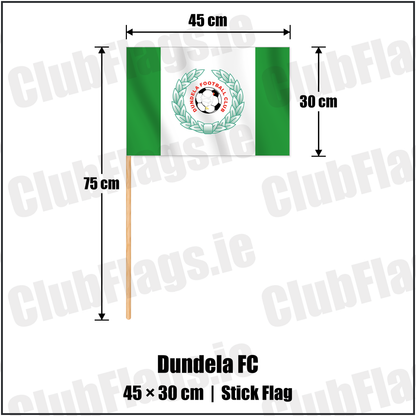 Dundela FC 30cm x 45cm Stick Flag with the club crest and colours, Down Football - ClubFlags.ie