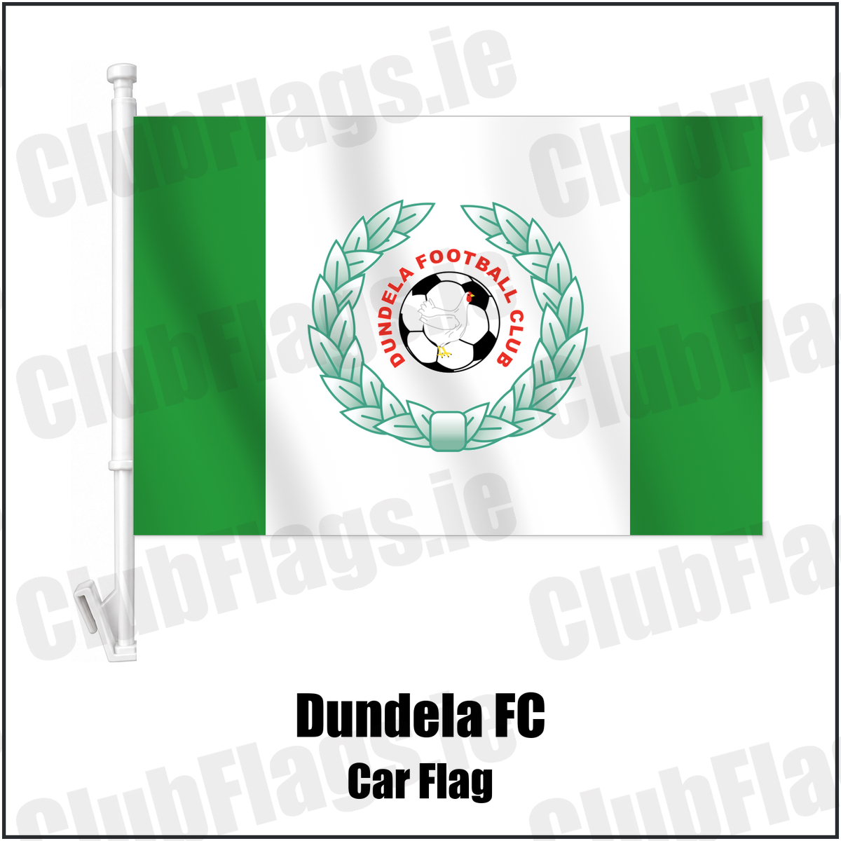 Dundela FC Car Flag with the club crest and colours, Down Football - ClubFlags.ie