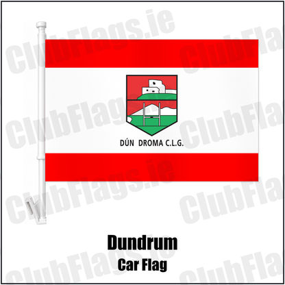 Dundrum Car Flag with the club crest and colours, Down GAA - ClubFlags.ie