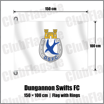 Dungannon Swifts FC 150cm x 100cm Flag Pole Flag with Rings with the club crest and colours, Tyrone Football - ClubFlags.ie