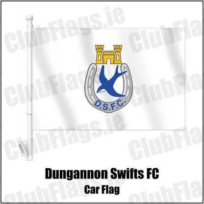 Dungannon Swifts FC Car Flag with the club crest and colours, Tyrone Football - ClubFlags.ie