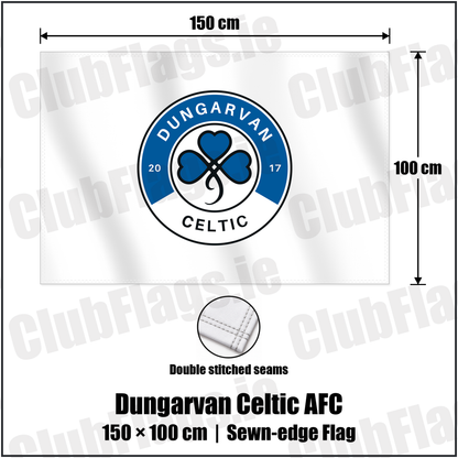 Dungarvan Celtic AFC 100cm x 150cm Flag (sewn on the edges) with the club crest and colours, Waterford Football - ClubFlags.ie