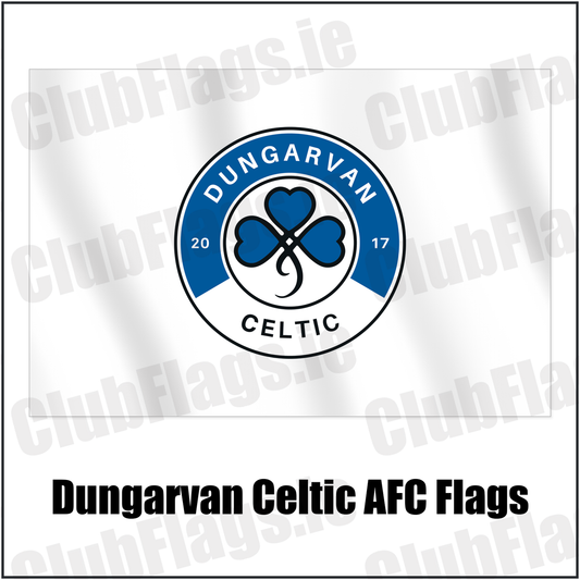 Dungarvan Celtic AFC Flags with the club crest and colours, Waterford Football - ClubFlags.ie