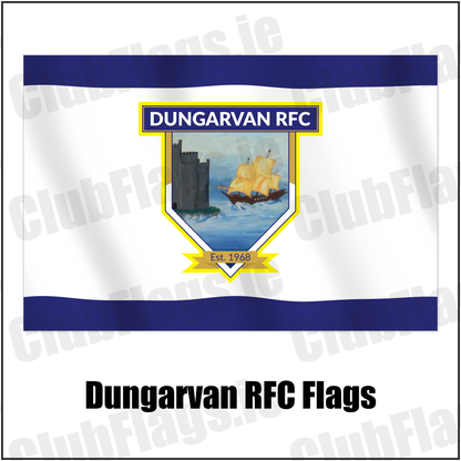 Dungarvan RFC Flags with the club crest and colours, Waterford Rugby - ClubFlags.ie