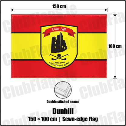 Dunhill 100cm x 150cm Flag (sewn on the edges) with the club crest and colours, Waterford GAA - ClubFlags.ie
