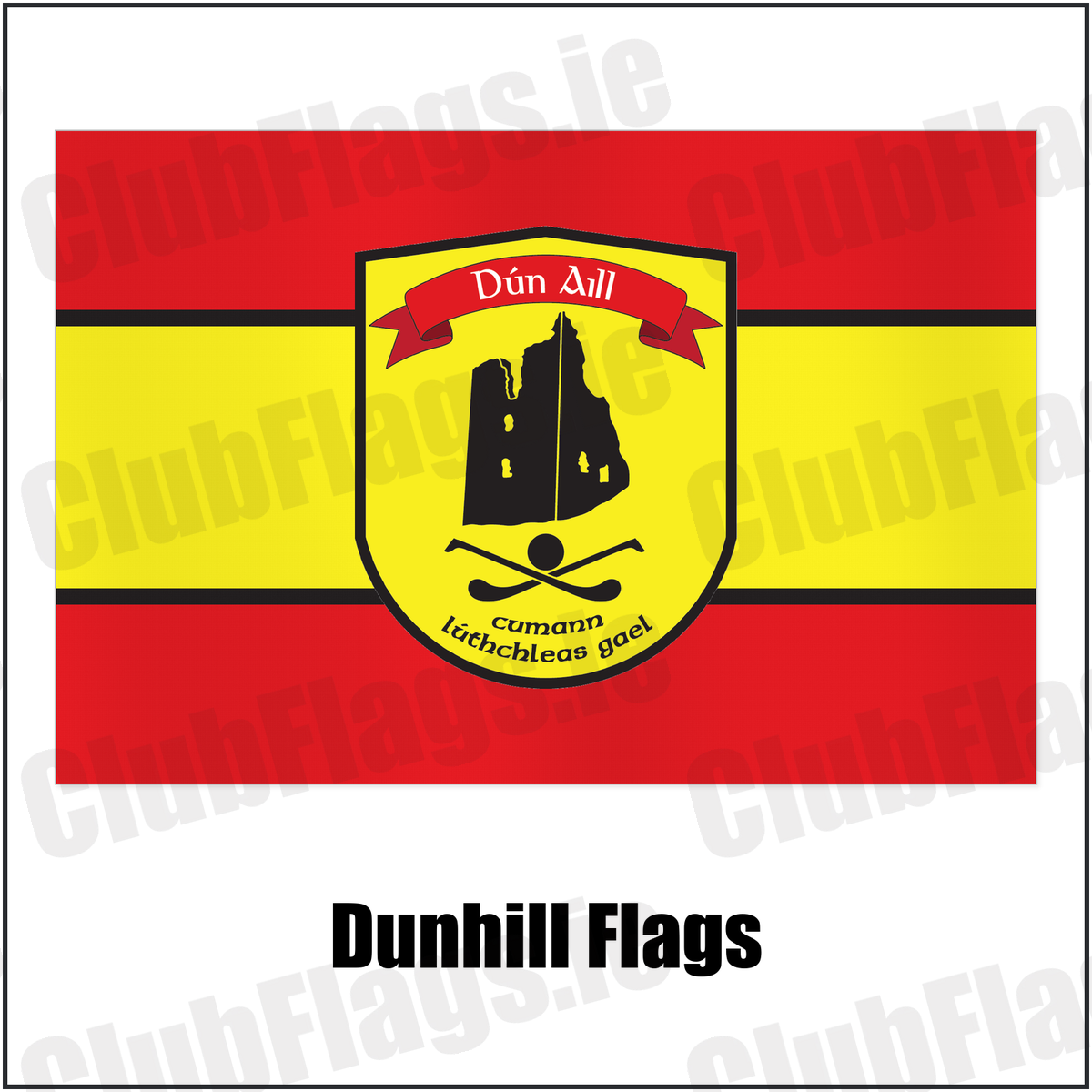 Dunhill Flags with the club crest and colours, Waterford GAA - ClubFlags.ie