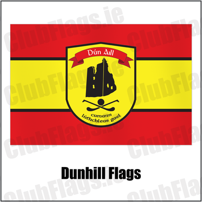 Dunhill Flags with the club crest and colours, Waterford GAA - ClubFlags.ie