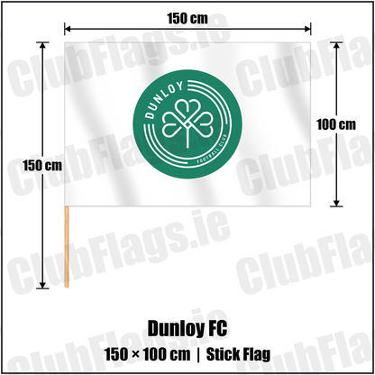 Dunloy FC 100cm x 150cm Stick Flag with the club crest and colours, Antrim Football - ClubFlags.ie