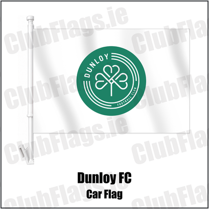 Dunloy FC Car Flag with the club crest and colours, Antrim Football - ClubFlags.ie
