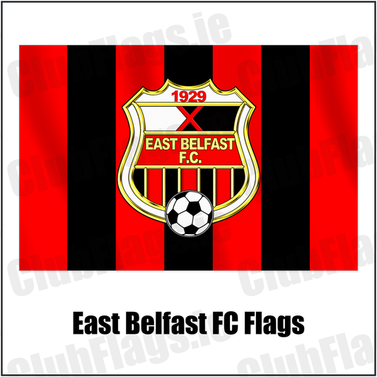 East Belfast FC Flags with the club crest and colours, Down Football - ClubFlags.ie