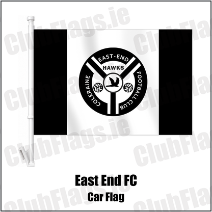 East End FC Car Flag with the club crest and colours, Derry Football - ClubFlags.ie