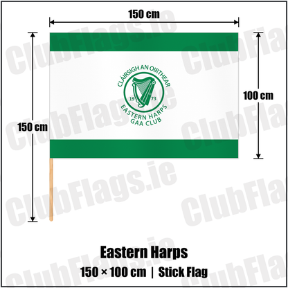 Eastern Harps 100cm x 150cm Stick Flag with the club crest and colours, Sligo GAA - ClubFlags.ie
