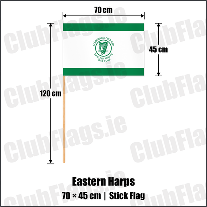 Eastern Harps 45cm x 70cm Stick Flag with the club crest and colours, Sligo GAA - ClubFlags.ie