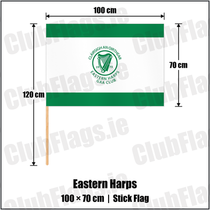 Eastern Harps 70cm x 100cm Stick Flag with the club crest and colours, Sligo GAA - ClubFlags.ie