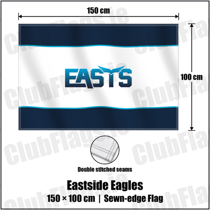Eastside Eagles 100cm x 150cm Flag (sewn on the edges) with the club crest and colours, Down Rugby - ClubFlags.ie