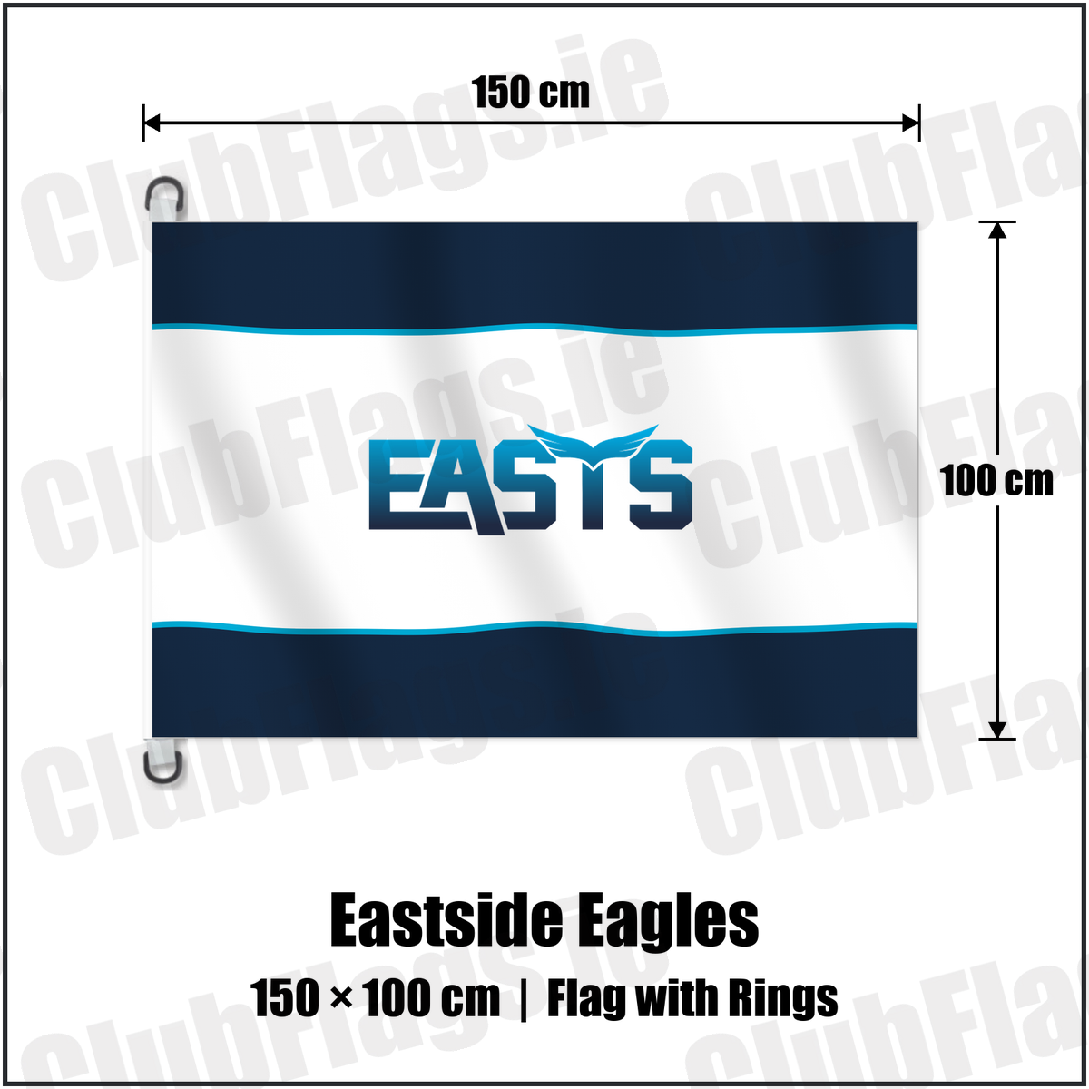 Eastside Eagles 150cm x 100cm Flag Pole Flag with Rings with the club crest and colours, Down Rugby - ClubFlags.ie