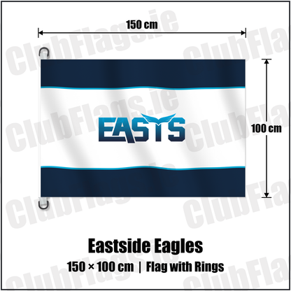 Eastside Eagles 150cm x 100cm Flag Pole Flag with Rings with the club crest and colours, Down Rugby - ClubFlags.ie
