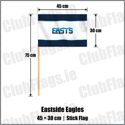 Eastside Eagles 30cm x 45cm Stick Flag with the club crest and colours, Down Rugby - ClubFlags.ie