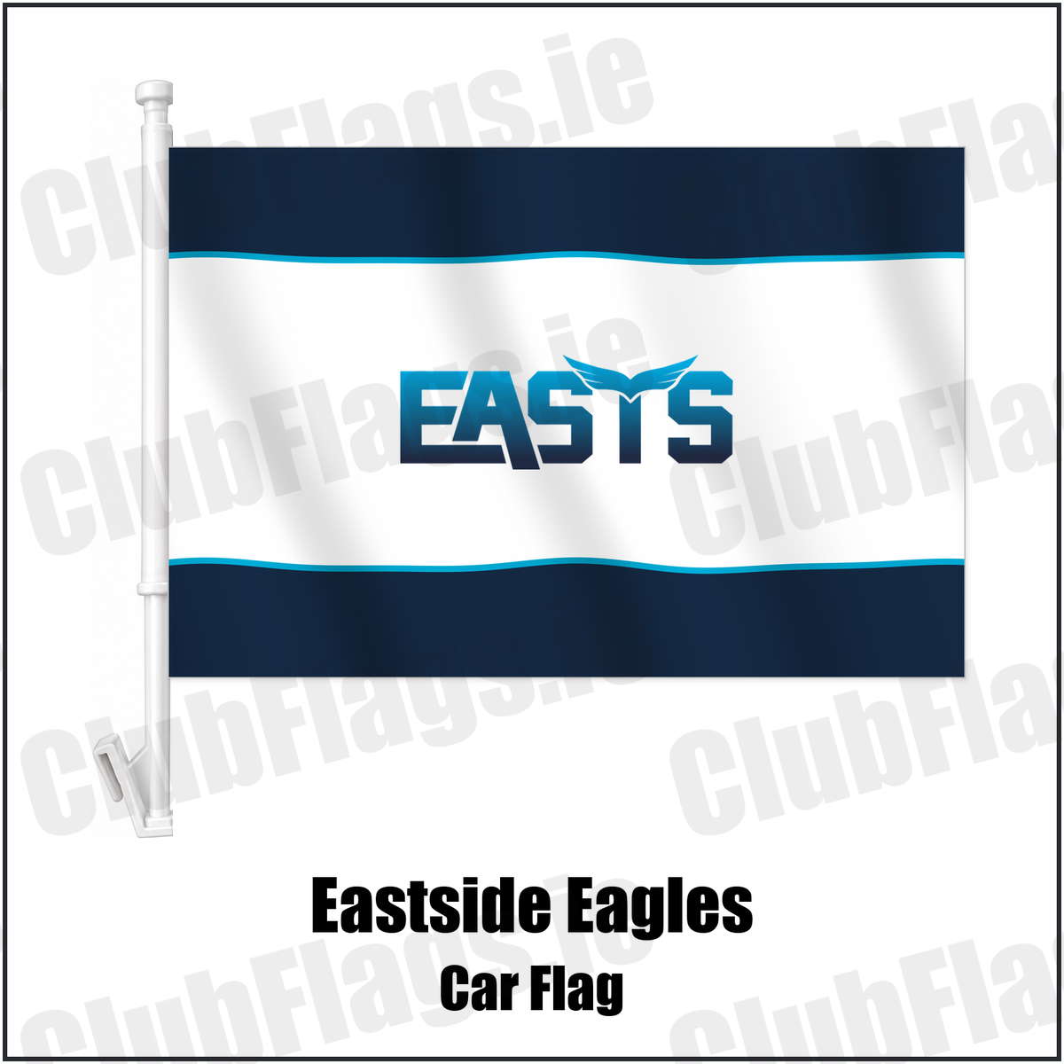Eastside Eagles Car Flag with the club crest and colours, Down Rugby - ClubFlags.ie