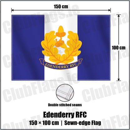 Edenderry RFC 100cm x 150cm Flag (sewn on the edges) with the club crest and colours, Kildare Rugby - ClubFlags.ie