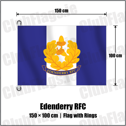 Edenderry RFC 150cm x 100cm Flag Pole Flag with Rings with the club crest and colours, Kildare Rugby - ClubFlags.ie