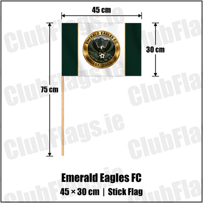 Emerald Eagles FC 30cm x 45cm Stick Flag with the club crest and colours, Kerry Football - ClubFlags.ie