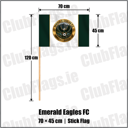 Emerald Eagles FC 45cm x 70cm Stick Flag with the club crest and colours, Kerry Football - ClubFlags.ie