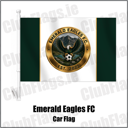 Emerald Eagles FC Car Flag with the club crest and colours, Kerry Football - ClubFlags.ie